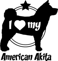 American Akita. dog silhouette, i love my dog, dog, dog breeds, logo, vector, monogram, silhouette, logo design, animal, illustration, mammal, icon, sign, design, black, wild, 