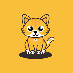 Cute Cartoon Cat Vector Icon Illustration