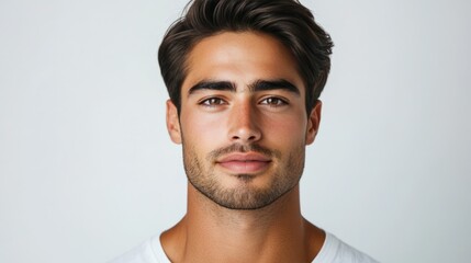 Naklejka premium Intense Male Gaze in Close-Up Shot with Dark Hair