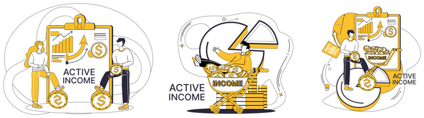 Income vector illustration. Economic development unfolds like tapestry under hands financial architects Finance and economy, like dance partners, move in synchronized harmony Making money is journey