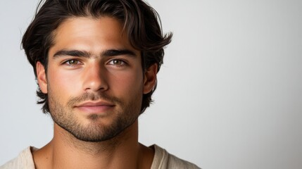 Obraz premium Strong Expression of a Dark-Haired Man in Focus