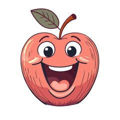 Obraz premium Smiling red apple fruit art illustration, AI generated