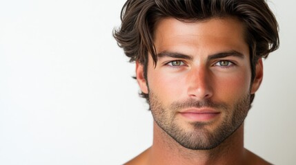 Obraz premium Pensive Dark-Haired Man Staring into Camera