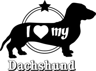 Dachshund dog silhouette, i love my dog, dog, dog breeds, logo, vector, monogram, silhouette, logo design, animal, illustration, mammal, icon, sign, design, black, wild, 