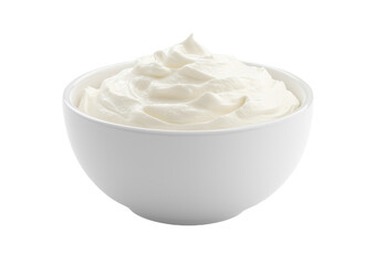 Creamy sour cream bowl ready for dipping on a clean white backdrop