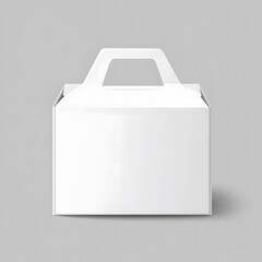 Fototapeta premium Blank White Cardboard Box with Handle on Light Grey Background
