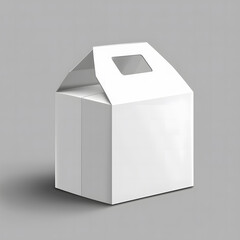  Blank White Cardboard Box with Handle on Light Grey Background