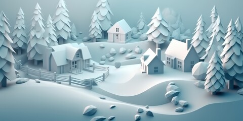 Fototapeta premium Winter Wonderland in Papercraft