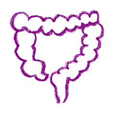 Colon Icon Crayon Chalk Drawing
