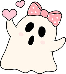 Groovy Ghost Halloween Retro Hippie Cartoon Doodle