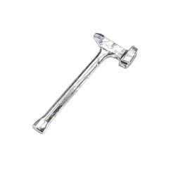 Silver Meat Tenderizer Hammer Isolated on White Background