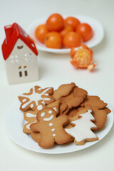 christmas mandarin cookies on white table