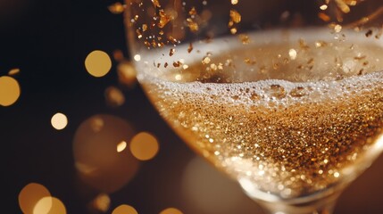 Sparkling Champagne Cocktail with Glittering Foil Accents