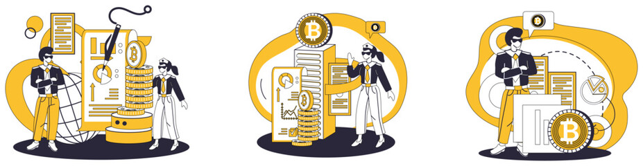 Bitcoin wallet vector illustration. Navigate electronic realm finance with robust digital wallet strategy Invest wisely in future finance by embracing Bitcoin wallet metaphor Banking in digital age