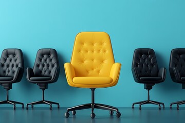 High resolution image office armchair. 3d illustration Blue backgrounds.