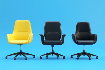 High resolution image office armchair. 3d illustration Blue backgrounds.