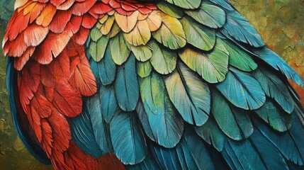 Obraz premium Colorful Parrot Feathers in Vibrant Detail