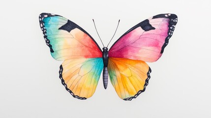 Fototapeta premium A vibrant illustration of a butterfly showcasing an array of colors, perfect for nature-themed projects and decorations.