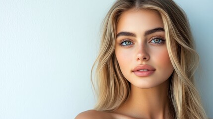 Fototapeta premium Thoughtful Expression of a Blonde Woman in Close-Up