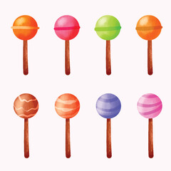 Collection of Watercolor Sweet Candy Vector Elements