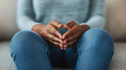 Hands Resting Calmly on Lap in Soft Light