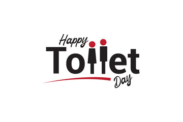World Toilet Day Logo creative typography lettering isolated toilet symbol. November 19 Women and men toilet sign symbol unique and funny concept. Isolated background. Vector Illustration