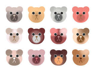 Sticker set of different bear watercolor illustration Vector Elements