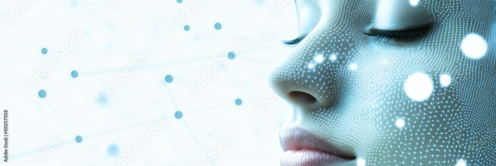 Leinwandbilder abstract design featuring lines and dots that evoke skincare procedures set against a light backgrou