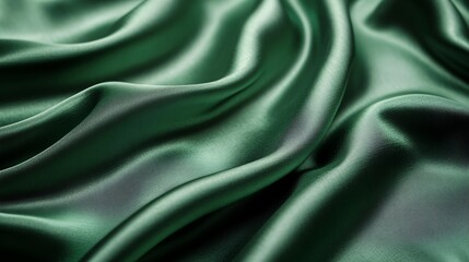 Luxurious green satin fabric with smooth texture, perfect for elegant design and fashion backgrounds.