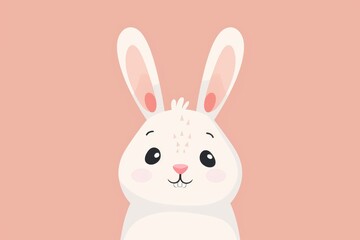 Fototapeta premium Cute cartoon bunny on pink background