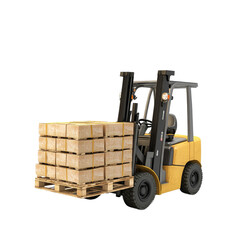 Forklift lifting pallets in warehouse