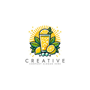 Lemon juice logo illustration design 