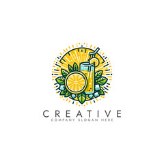 Fototapeta premium Lemon juice logo illustration design 