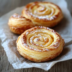 Buttery Flaky Pastry on Rustic Wooden Background