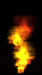 Fototapeta premium Beautiful illustration of raging fire on plain black background