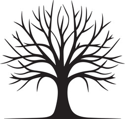 Obraz premium tree without leaves transparent background, Black silhouette of a tree