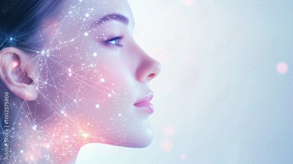 Leinwandbilder abstract background featuring lines and dots illustrative of skincare procedures in a modern aesthet