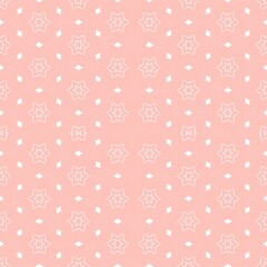 Seamless pink geometric pattern with white star motifs