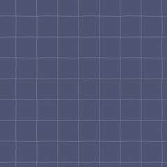 Square Grid Line. Blue Navy Tile Thin Line Checkered Background. 