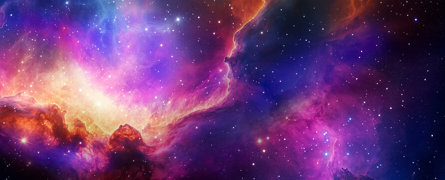 Space scene with planets, stars and galaxies. Panorama.	