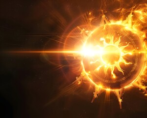 Fototapeta premium Radiant Clockwork Sun Harmony of Light and Time in the Cosmic Sphere