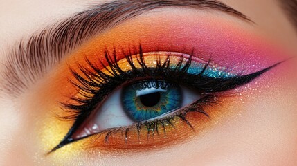 Obraz premium Stunning Eye Makeup with Bright Colors and Intricate Details