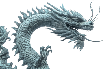A majestic dragon sculpture, intricately detailed and artistically designed, embodying power and mystique in a striking representation.