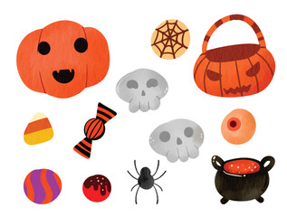 Fototapeta premium Cute hand drawn Halloween illustration element collection Vector Elements