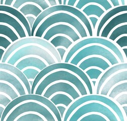 Oceanic Blue Wave Circular Patterns 