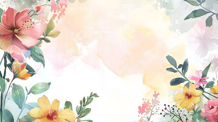 Obraz premium Sunshine and Flowers Frame Background watercolor