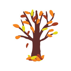 Four seasons tree - spring, summer, autumn, winter on white background. Vector illustration in flat cartoon style