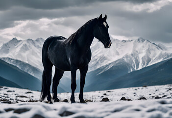 horse in the snow