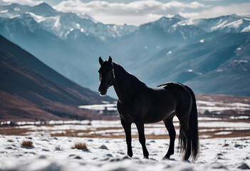 horse in the snow