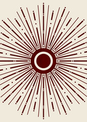 Retro Minimalist Abstract 70s Sunburst Art